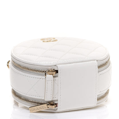 Chanel Lambskin Quilted Round Handle With Care Vanity With Chain White 4 of 9