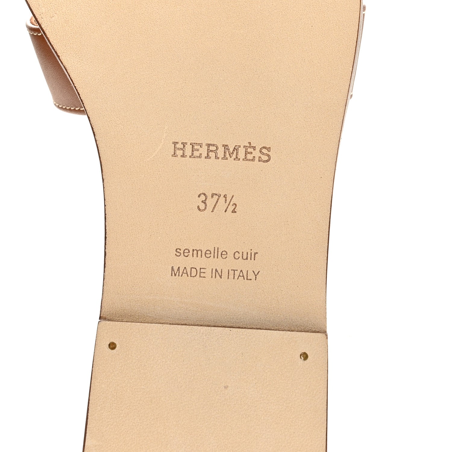 Hermes Box Calfskin Oran Sandals 37.5 Gold 8 of 10