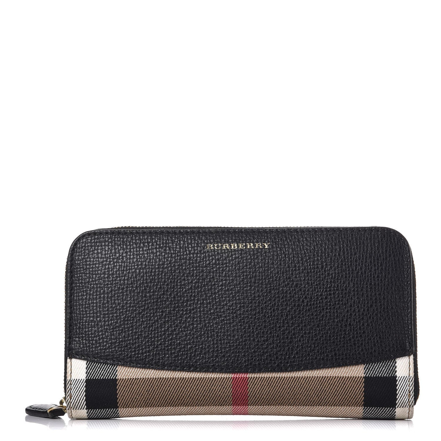 Burberry Calfskin House Check Elmore Zip Around Wallet Black 1 of 11