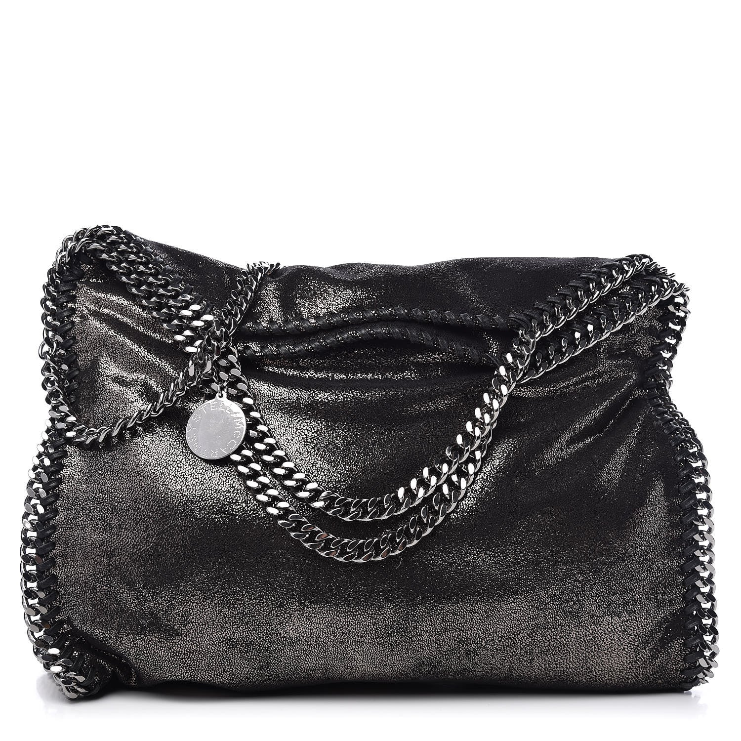 Stella McCartney Chamois Shiny Dotted Falabella Fold Over Tote Ruthenium 1 of 9