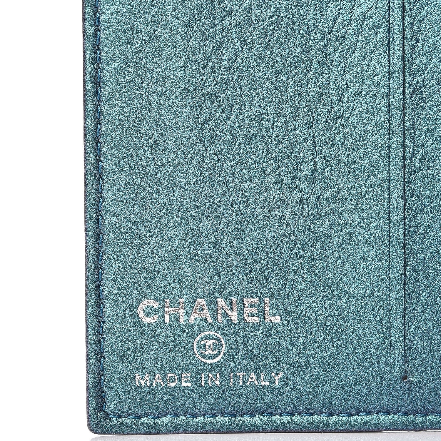 Chanel Metallic Lambskin Quilted Card Holder Wallet Turquoise 6 of 7