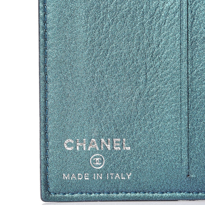 Chanel Metallic Lambskin Quilted Card Holder Wallet Turquoise 6 of 7
