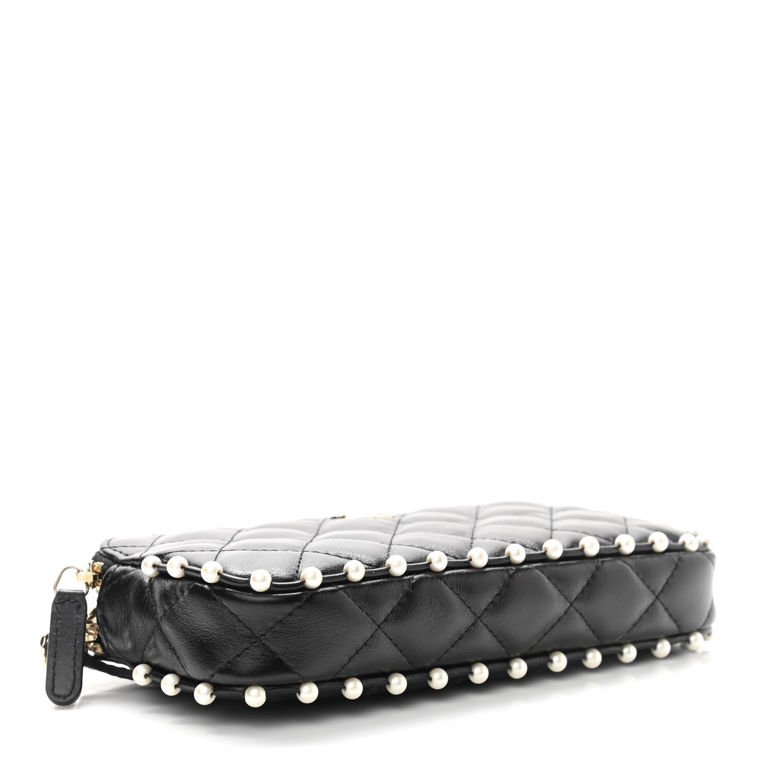 Chanel Calfskin Quilted Pearl Small Clutch With Chain Black 4 of 15