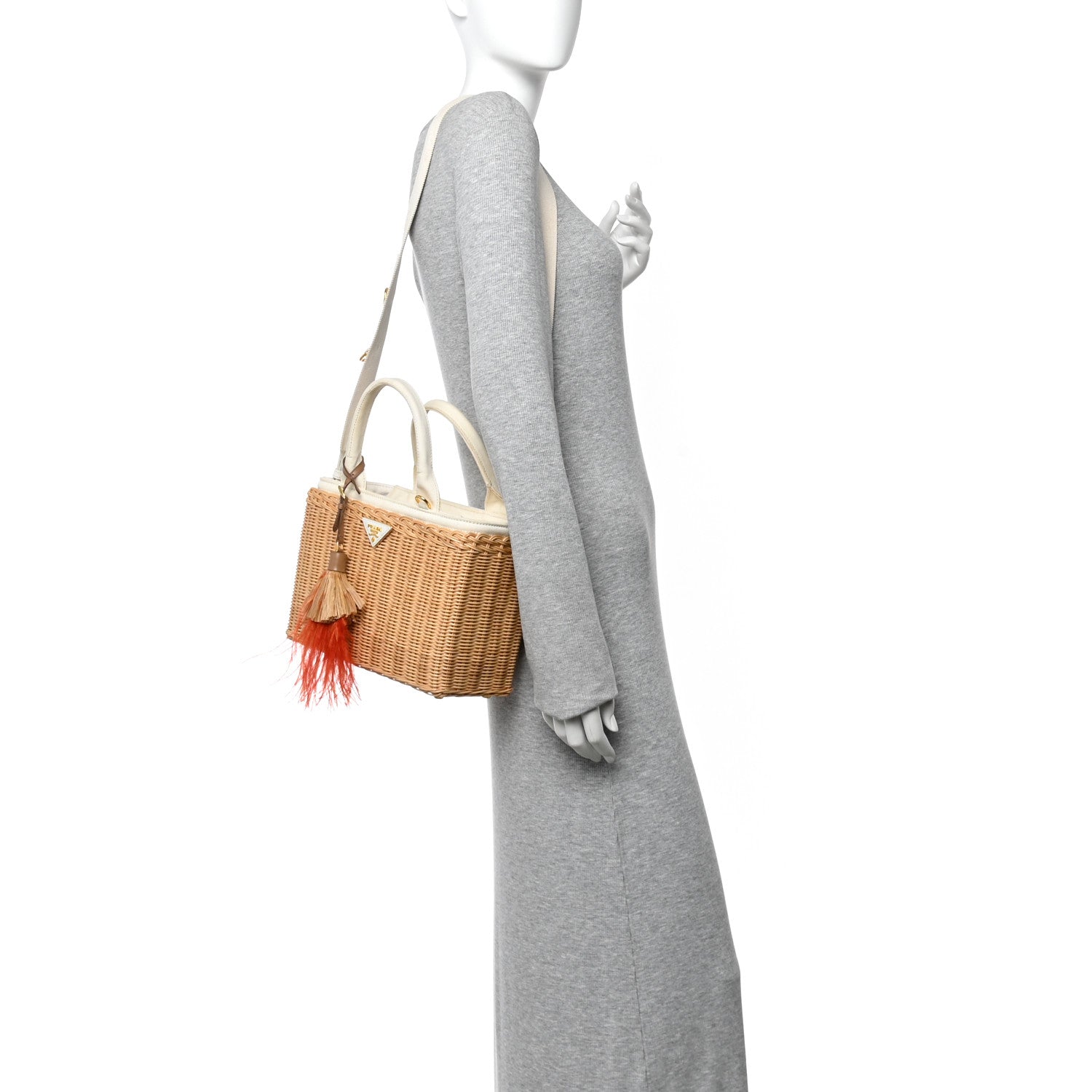Prada Wicker Canvas Tote  Naturale  White 4 of 31