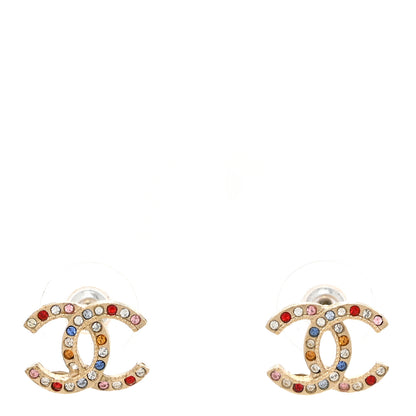 Chanel Crystal CC Earrings Gold Multicolor 1 of 5