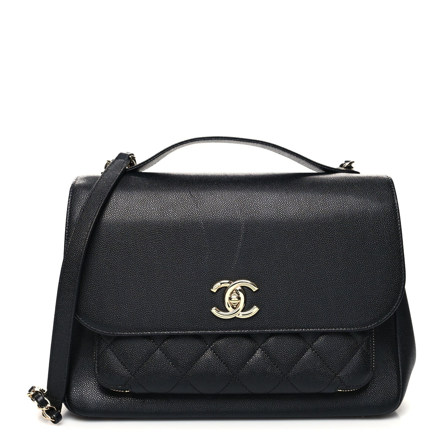 Caviar Quilted Large Business Affinity Flap Black