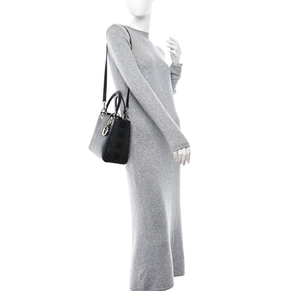 Christian Dior Calfskin Perforated Cannage Medium Lady Dior Black 2 of 12