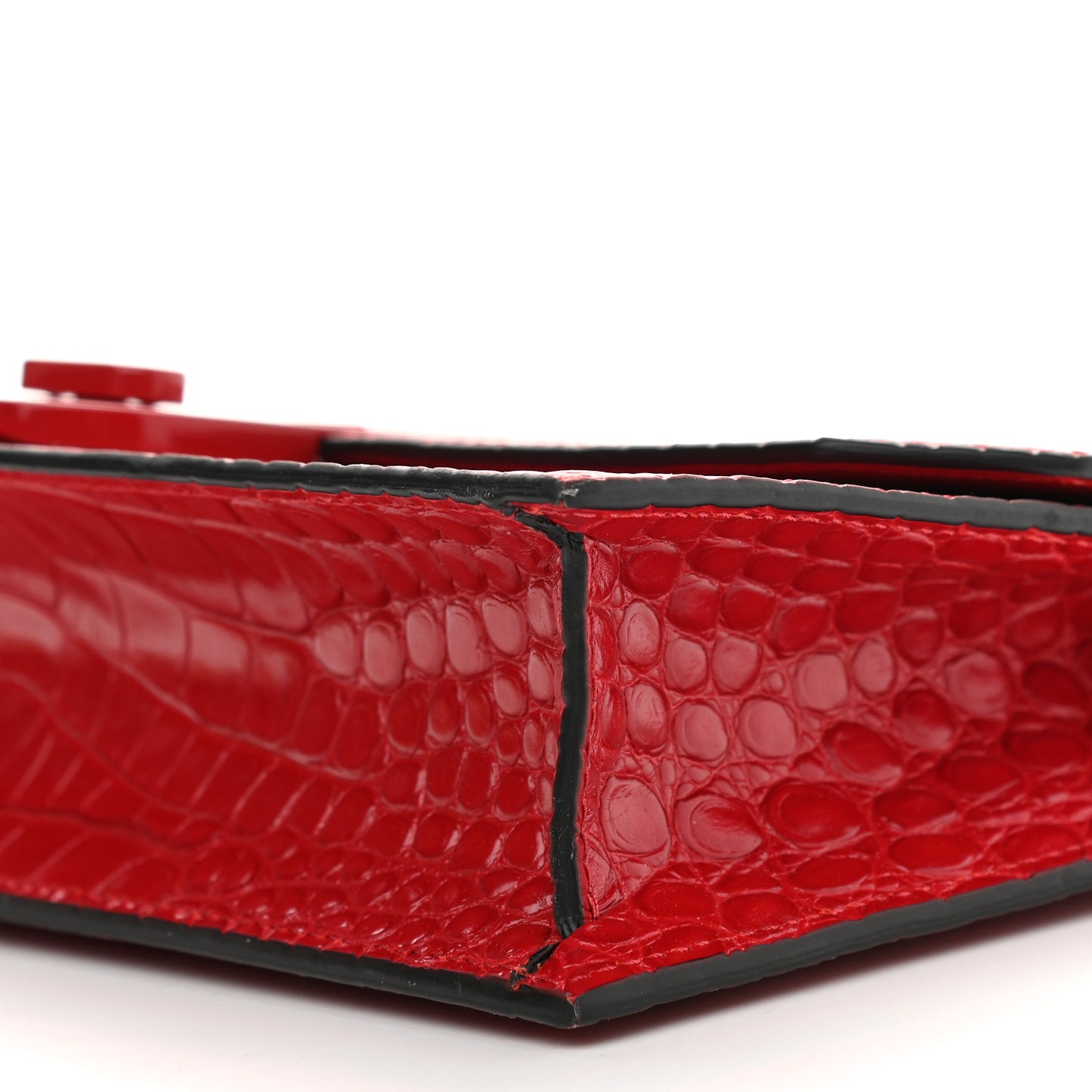 Calfskin Alligator Embossed Elisa Baguette Red