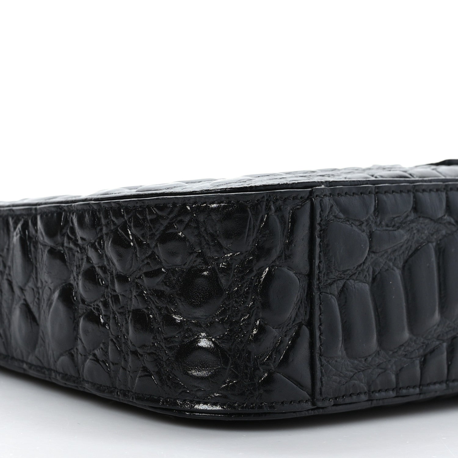 Saint Laurent Calfskin Crocodile Embossed Le 5 A 7 Hobo Black 8 of 9