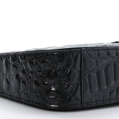 Saint Laurent Calfskin Crocodile Embossed Le 5 A 7 Hobo Black 8 of 9