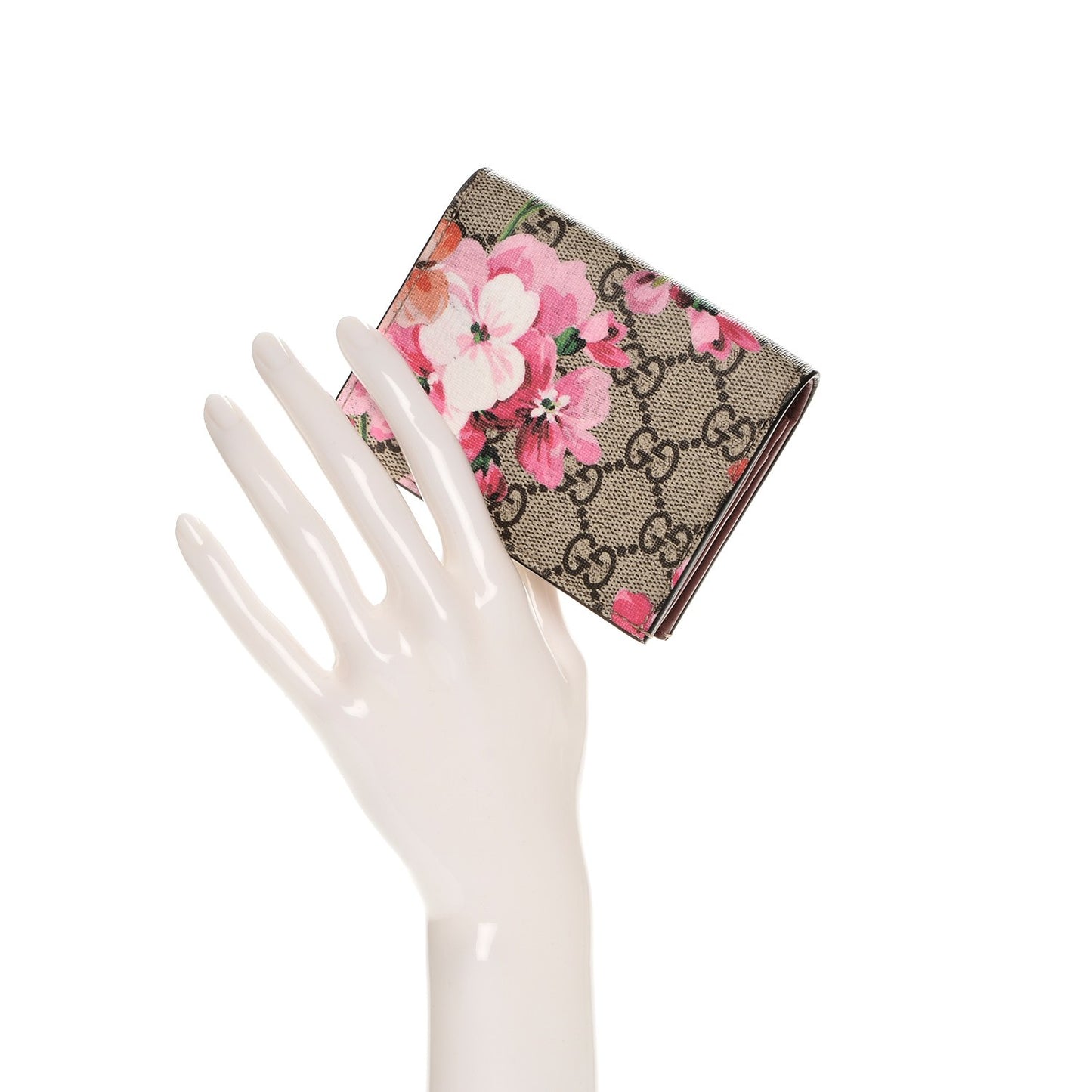 GG Supreme Monogram Blooms Card Case Beige Multicolor Dry Rose
