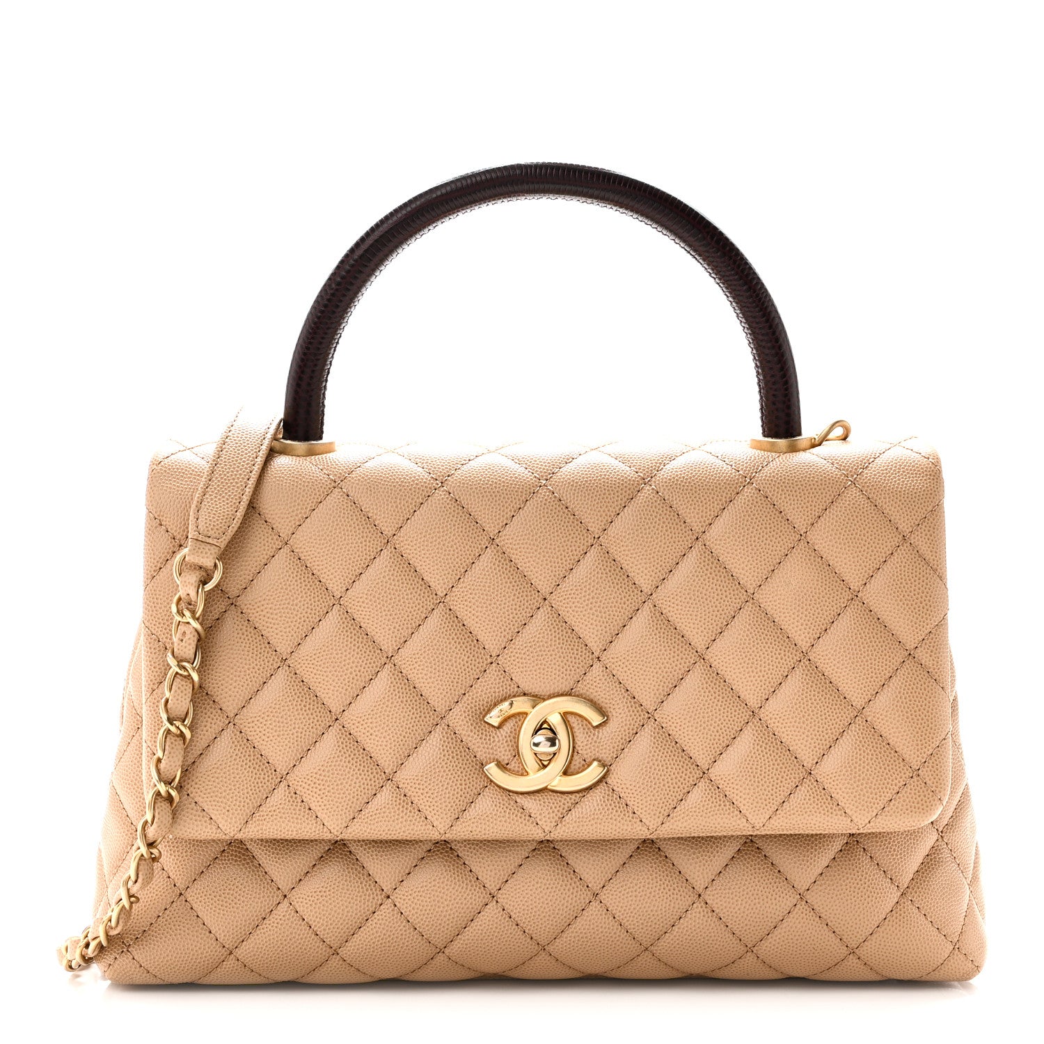 Chanel Caviar Lizard Quilted Small Coco Handle Flap Beige 1 of 10