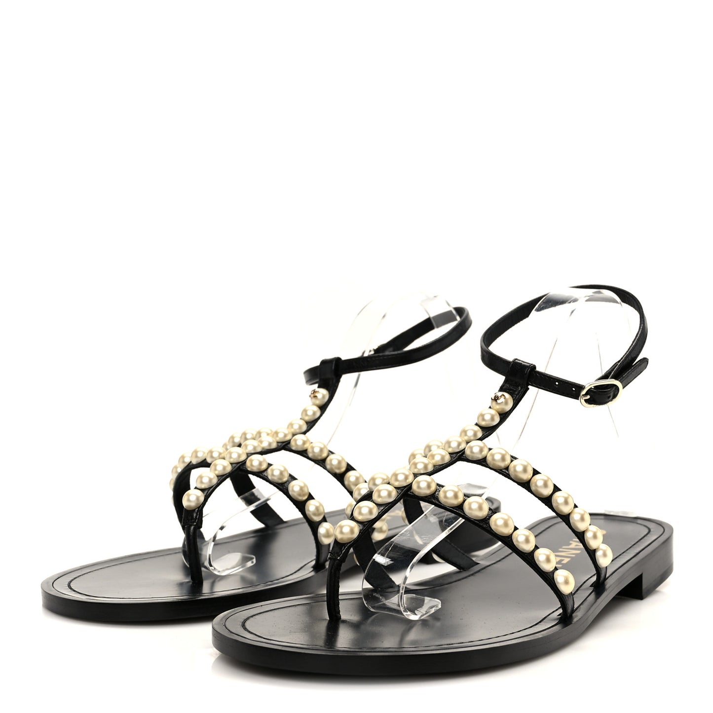 Silk Satin Quilted Chain Sandals 35 Black 42 Black