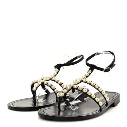 Chanel Silk Satin Quilted Chain Sandals 35 Black 42 Black 4 of 10