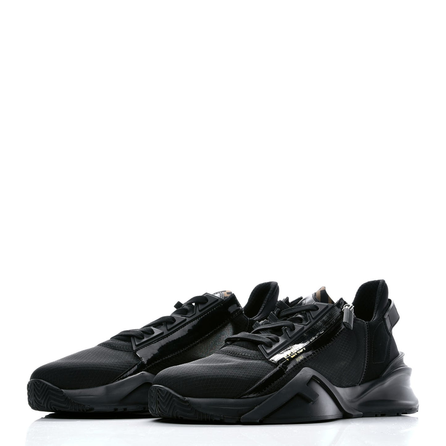 Nylon Suede Mens Fendi Flow Low Top Sneakers 8 Black