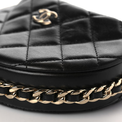 Chanel Lambskin Quilted Chain Around Pouch Hobo Black 9 of 10