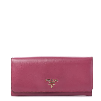 Prada Saffiano Metal Continental Flap Wallet Peonia 1 of 10