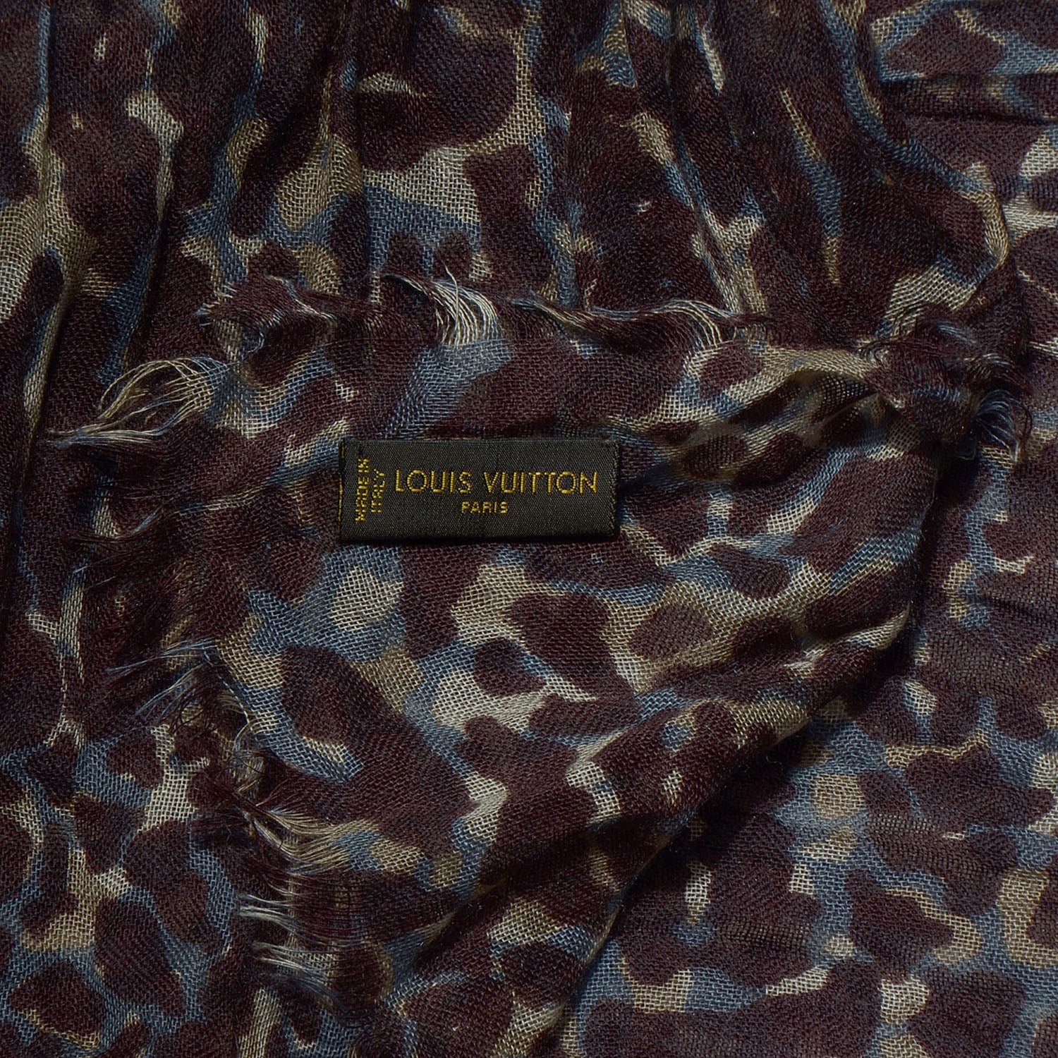 Louis Vuitton Cashmere Silk Lezard Stole Burgundy 6 of 7