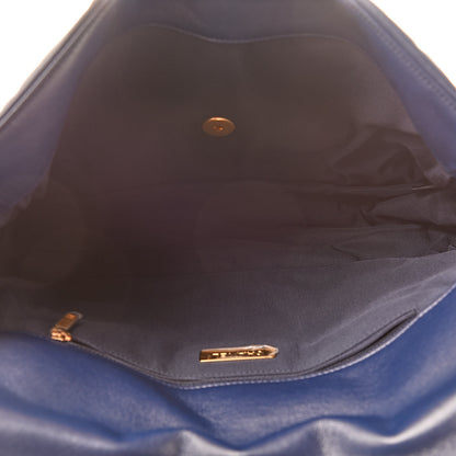 Chanel Goatskin Quilted Maxi 19 Flap Dark Blue 5 of 10