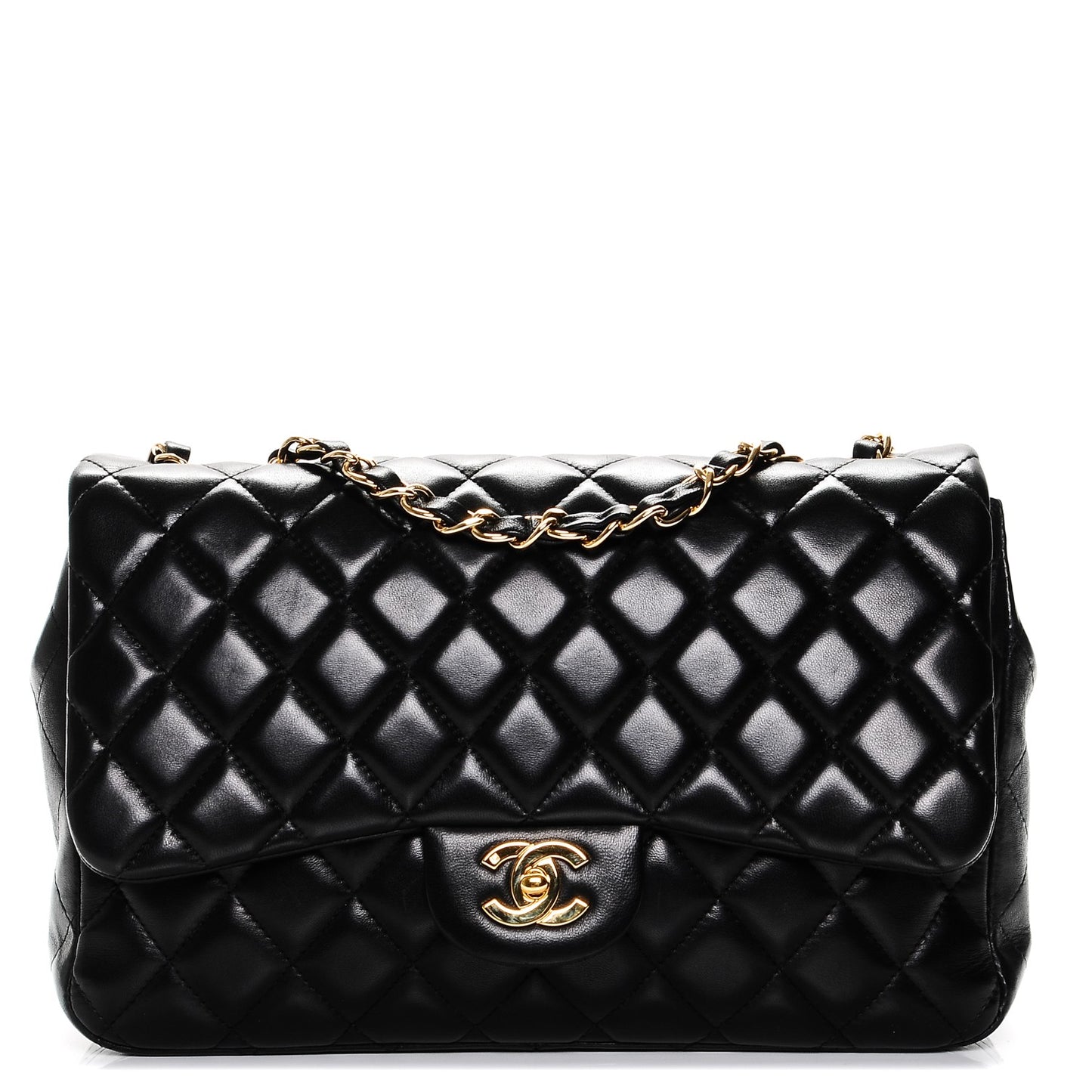 Lambskin Quilted Jumbo Single Flap Black