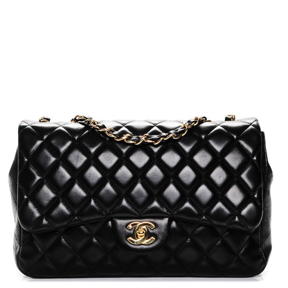 Chanel Lambskin Quilted Jumbo Single Flap Black 1 of 7