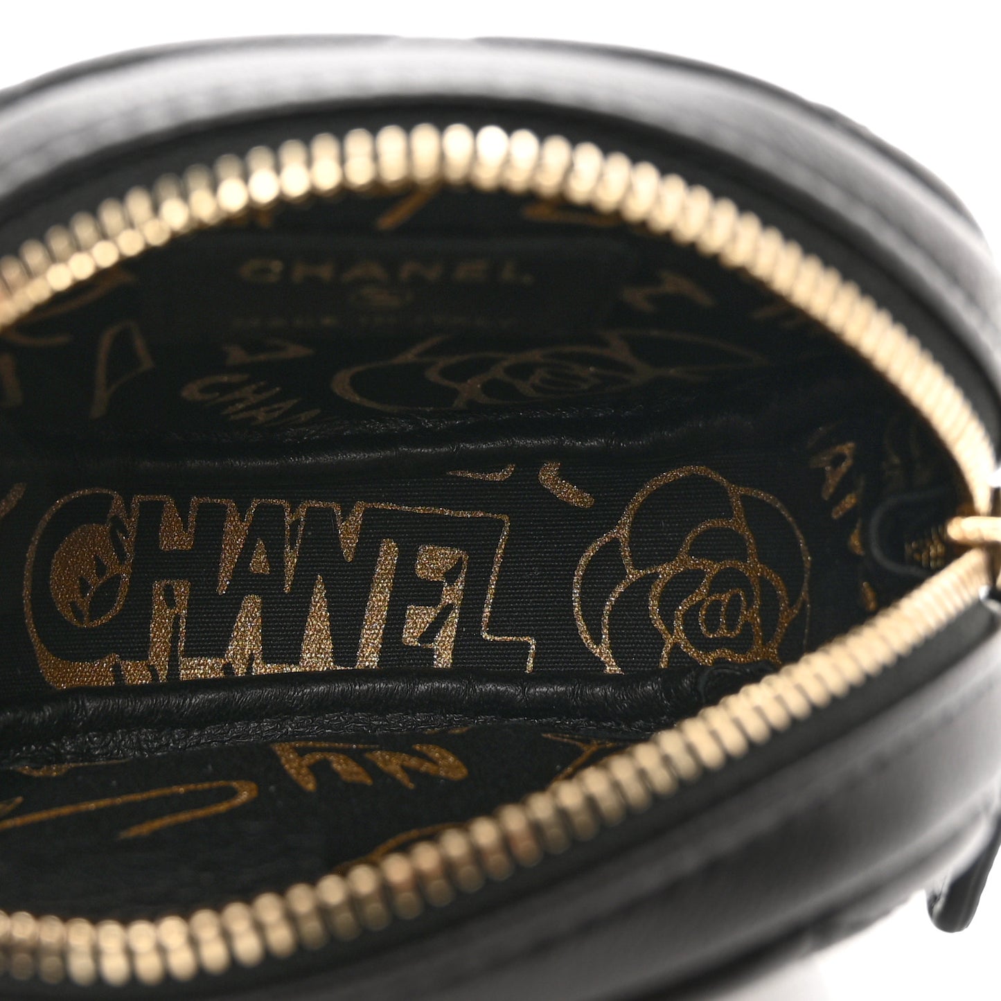 Lambskin Quilted Zip Around Classic Coin Purse Black