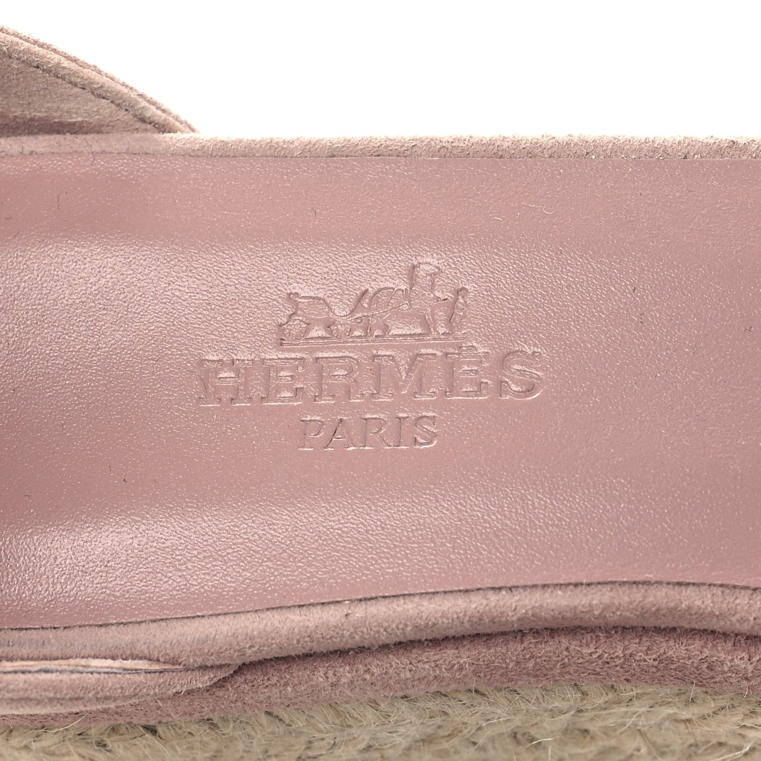 Hermes Suede Goatskin Elda Espadrille Wedge Sandals 37 Rose Aquarelle 9 of 9