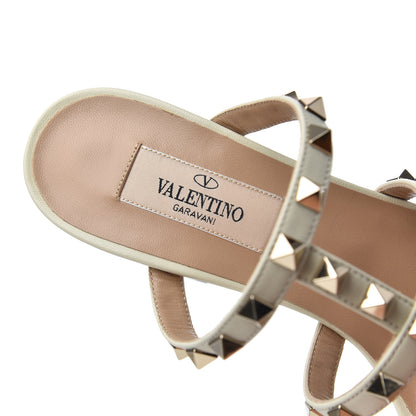 Valentino Garavani Calfskin Nappa Rockstud 60mm Caged Slide Sandals 37 Light Ivory 6 of 9
