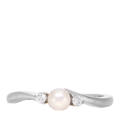Mikimoto 18K White Gold Diamond Akoya Pearl 4mm Ring 49 5 1 of 8