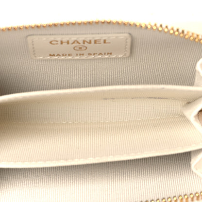 Chanel Caviar Quilted Crystal Zip Around Coin Purse Wallet  White 5 of 9