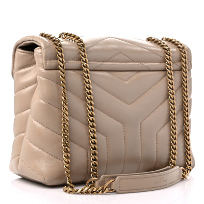 Saint Laurent Calfskin Y Quilted Monogram Small Loulou Chain Satchel Dark Beige 3 of 16