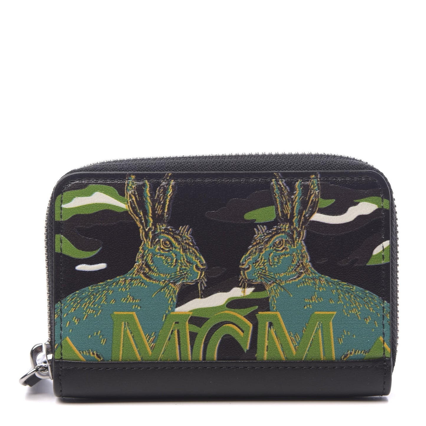 Calfskin Mini Pop Rabbit Zipped Card Wallet Black