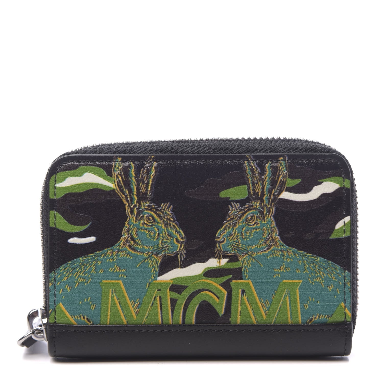 MCM Calfskin Mini Pop Rabbit Zipped Card Wallet Black 1 of 8