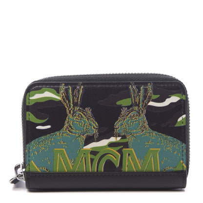 MCM Calfskin Mini Pop Rabbit Zipped Card Wallet Black 1 of 8