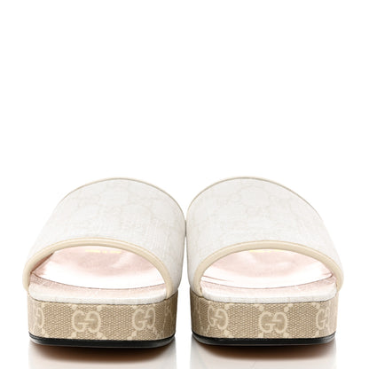Gucci GG Supreme Monogram Malaga Kid Platform Mule Sandals 40 White Mystic White 2 of 9