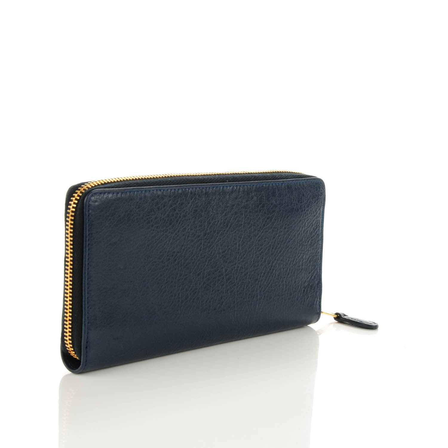 Balenciaga Agneau Arena Giant 12 Gold Hardware Continental Zip Around Wallet Bleu Obscur 3 of 7