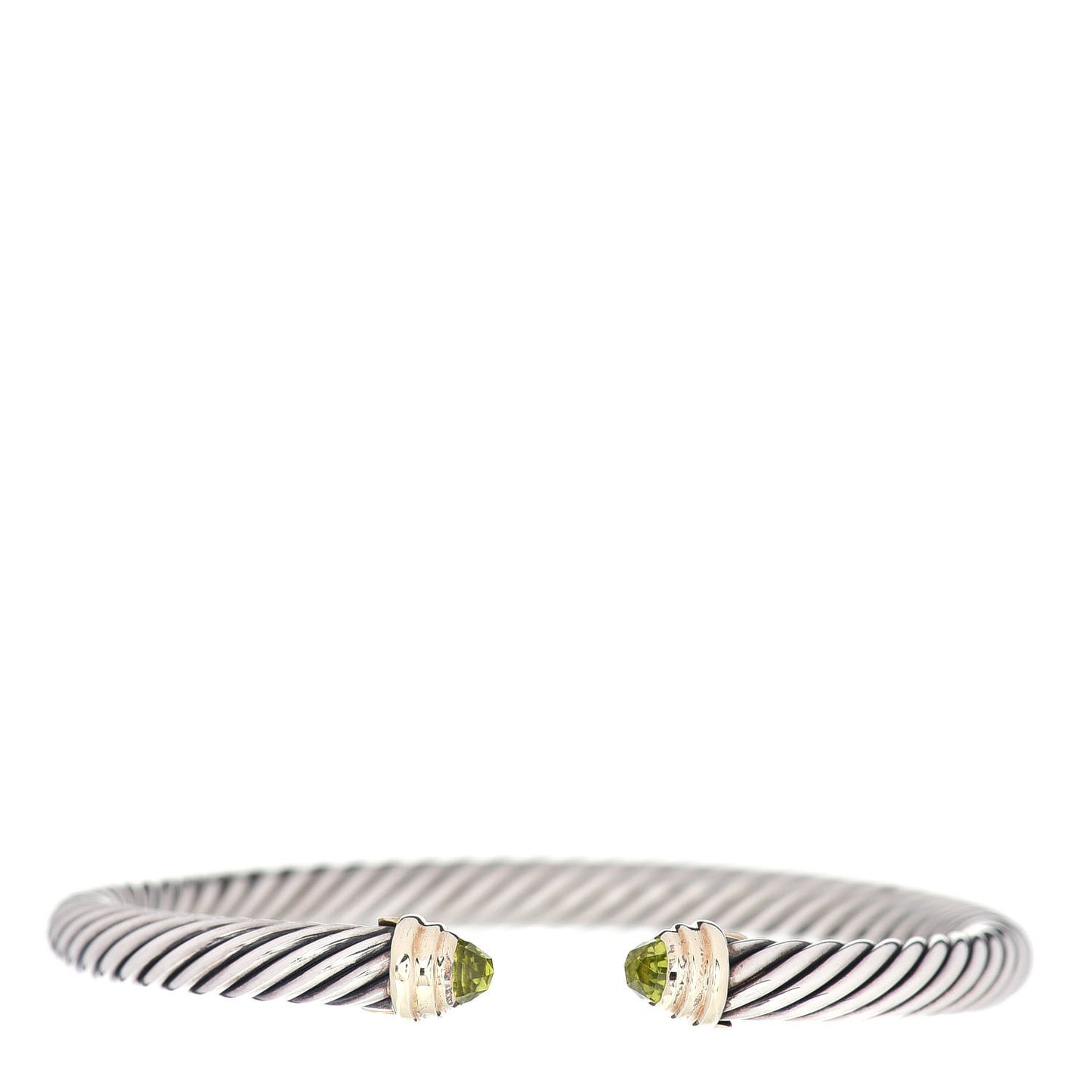 Sterling Silver 14K Yellow Gold Peridot 5mm Cable Classics Petite Color Bracelet
