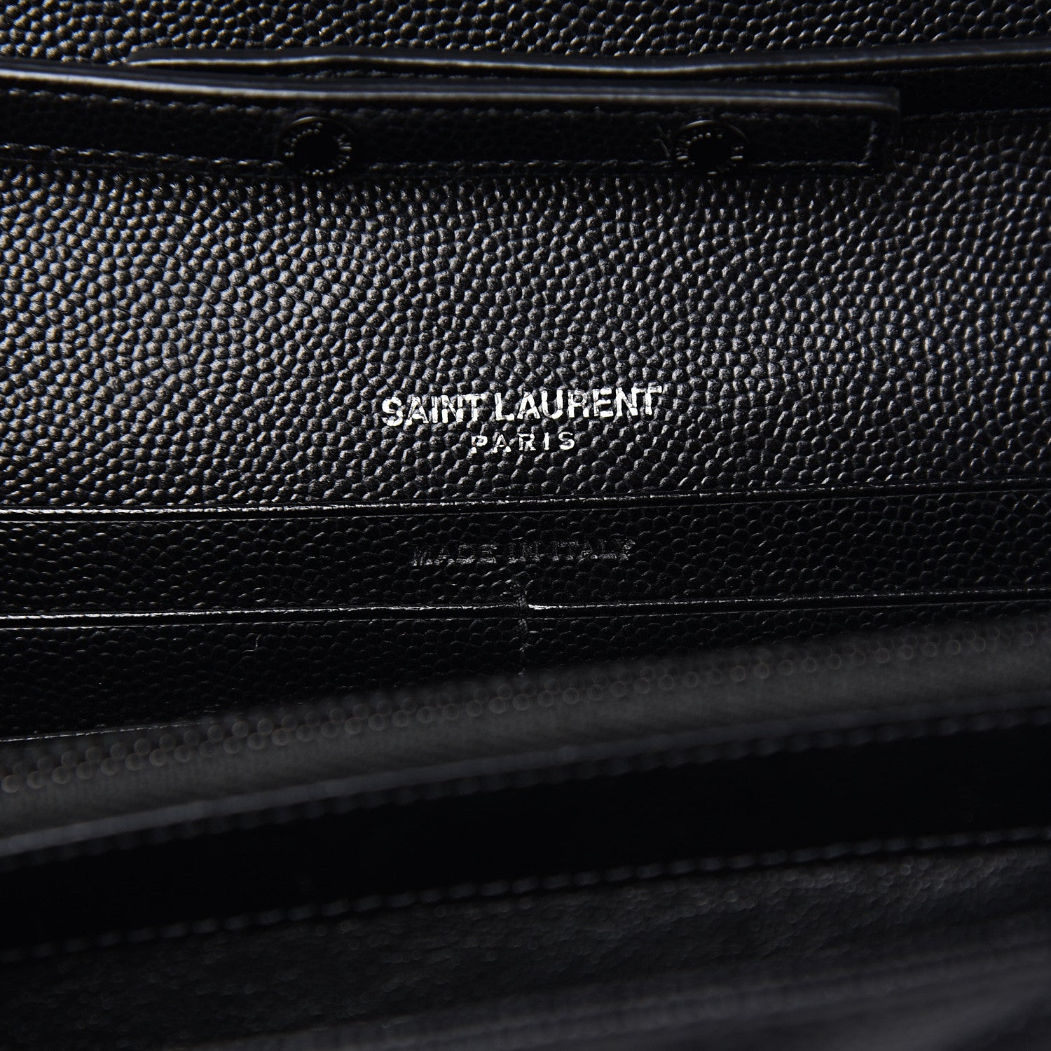 Saint Laurent Grain De Poudre Matelasse Chevron Monogram Chain Wallet Black 5 of 8
