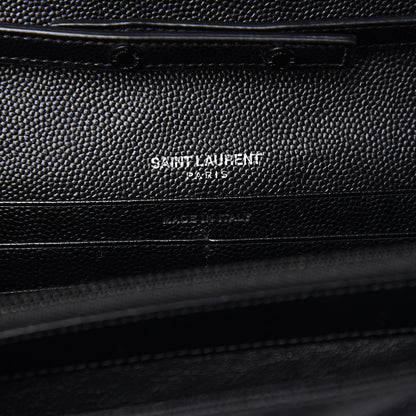 Saint Laurent Grain De Poudre Matelasse Chevron Monogram Chain Wallet Black 5 of 8