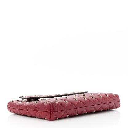Valentino Garavani Nappa Rockstud Spike Side Slip Zip Clutch Rubino 4 of 11