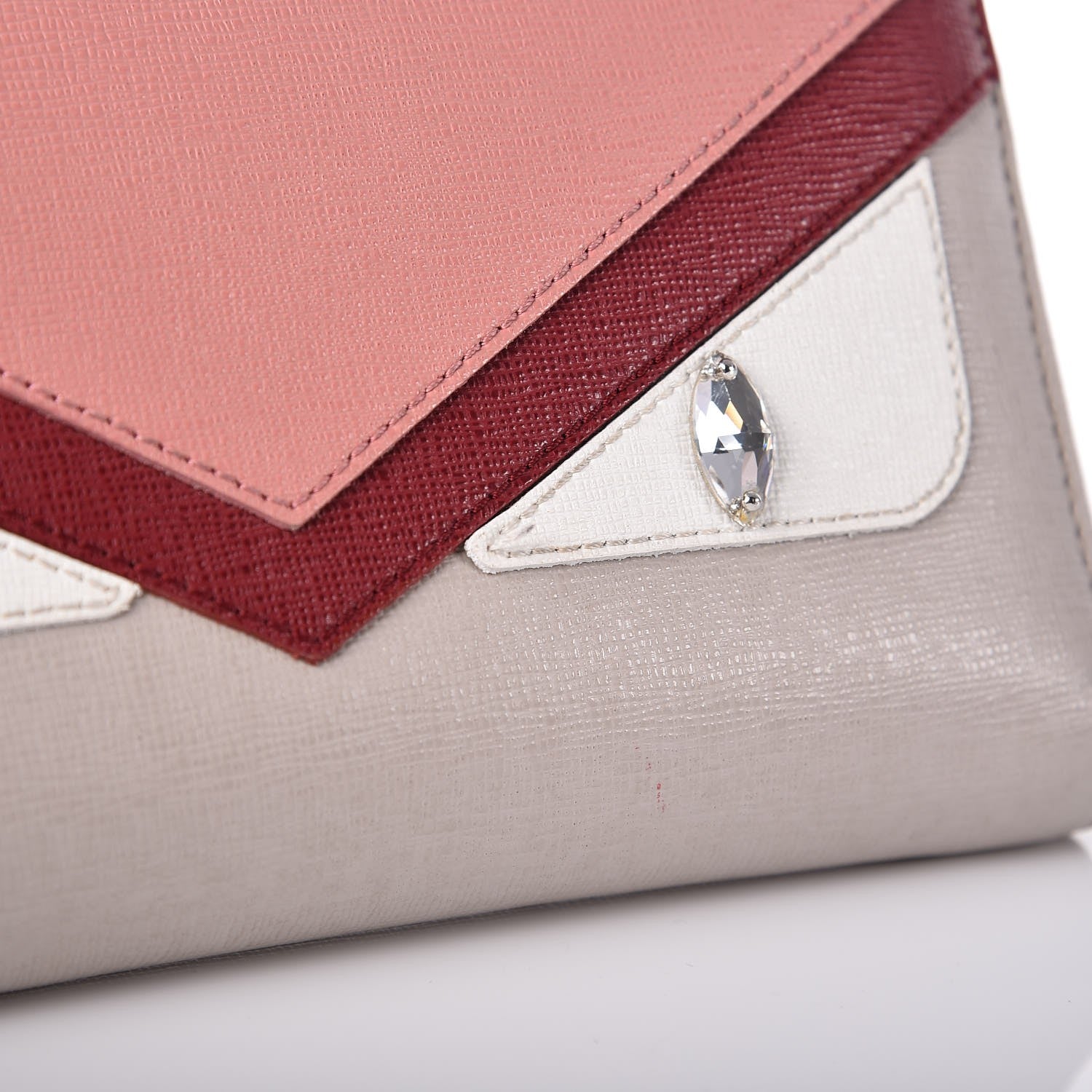 Fendi Vitello Elite Crystal Eye Monster Zip Around Wallet Grigio Polvere Ribes Multicolor 7 of 7