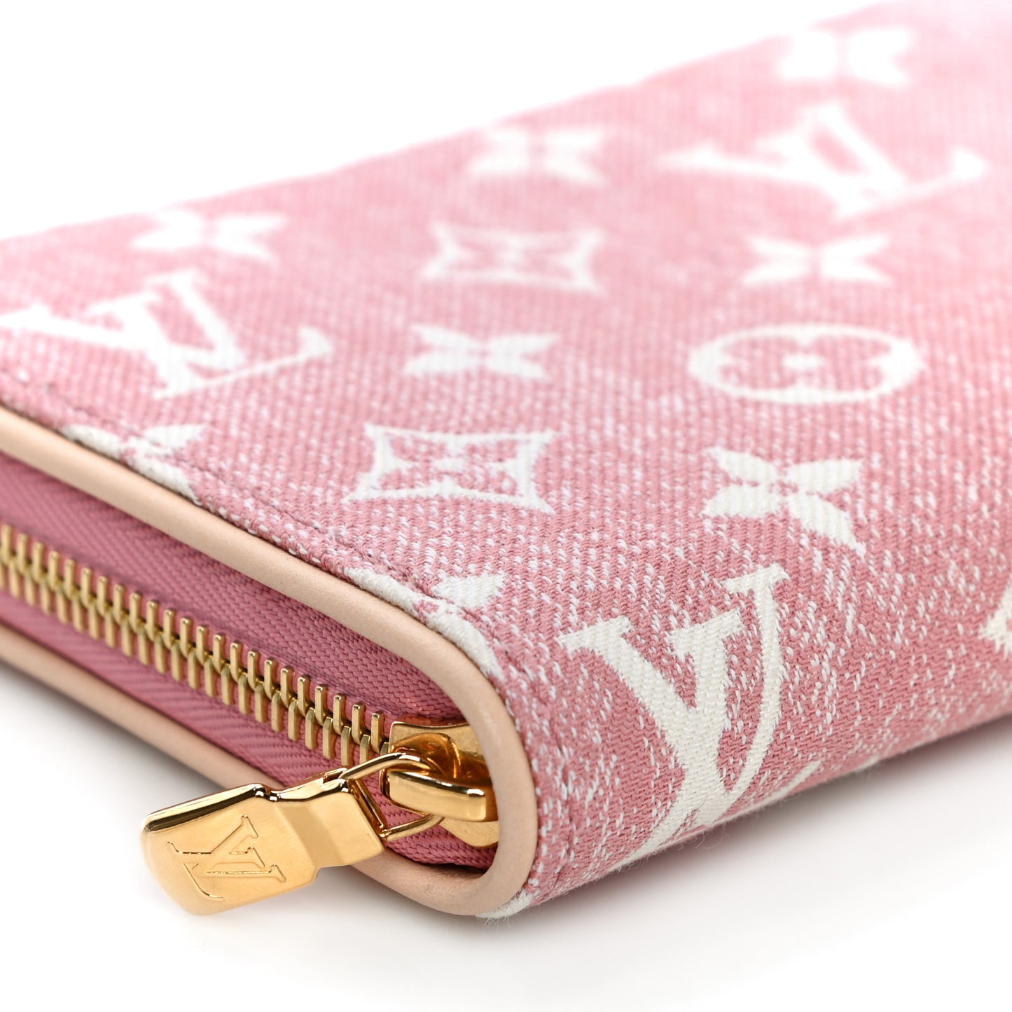 Denim Monogram Jacquard Zippy Wallet Pink