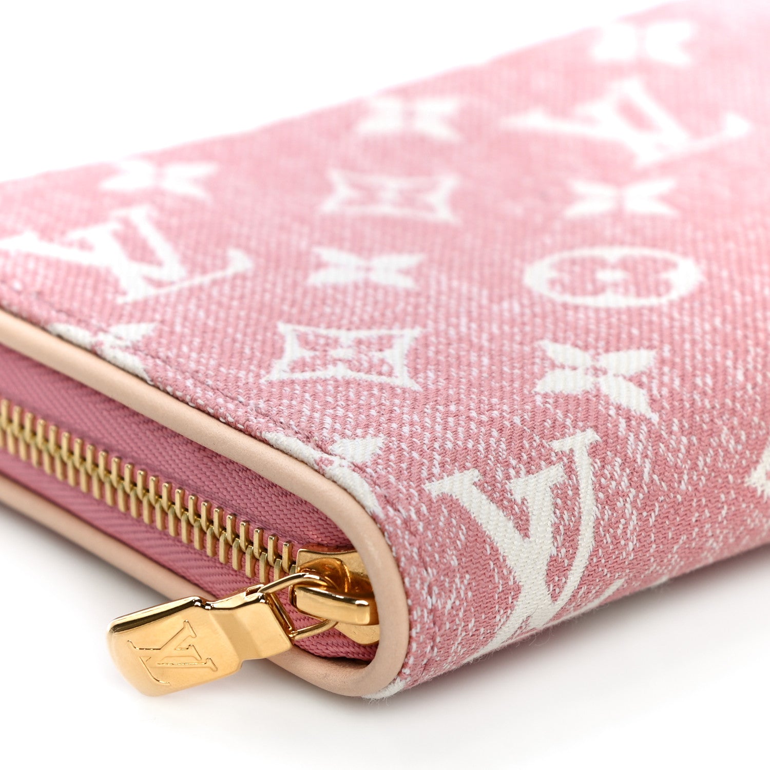 Louis Vuitton Denim Monogram Jacquard Zippy Wallet Pink 8 of 10