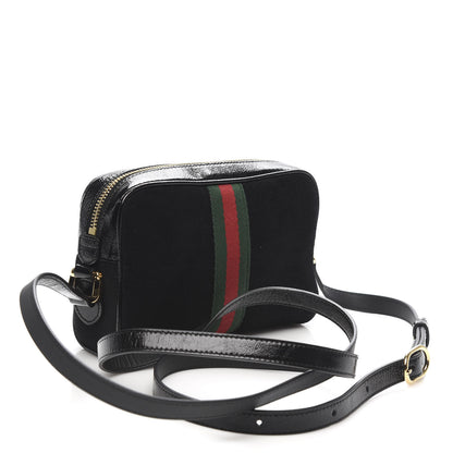 Gucci Suede Patent Web Mini Ophidia Shoulder Bag Black 3 of 10