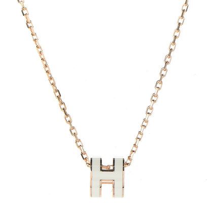Hermes Lacquered Rose Gold Mini Pop H Pendant Necklace White 3 of 7