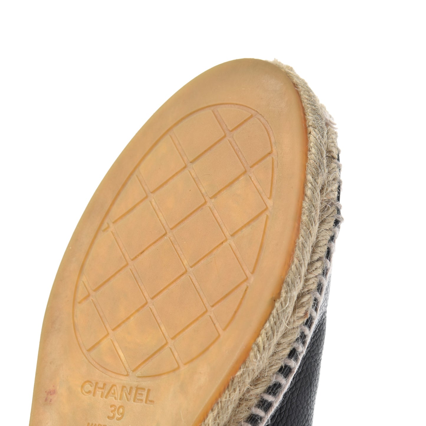 Grained Calfskin CC Espadrilles 39 Black