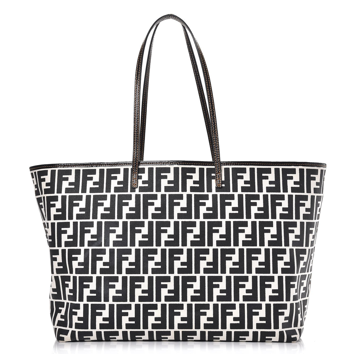 Fendi Canvas FF Large Roll Tote Black White 1 of 11