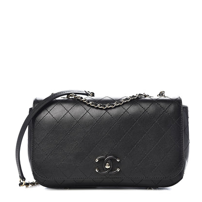 Chanel Calfskin Stitched Medium Covered CC Flap Bag Black 1 of 15