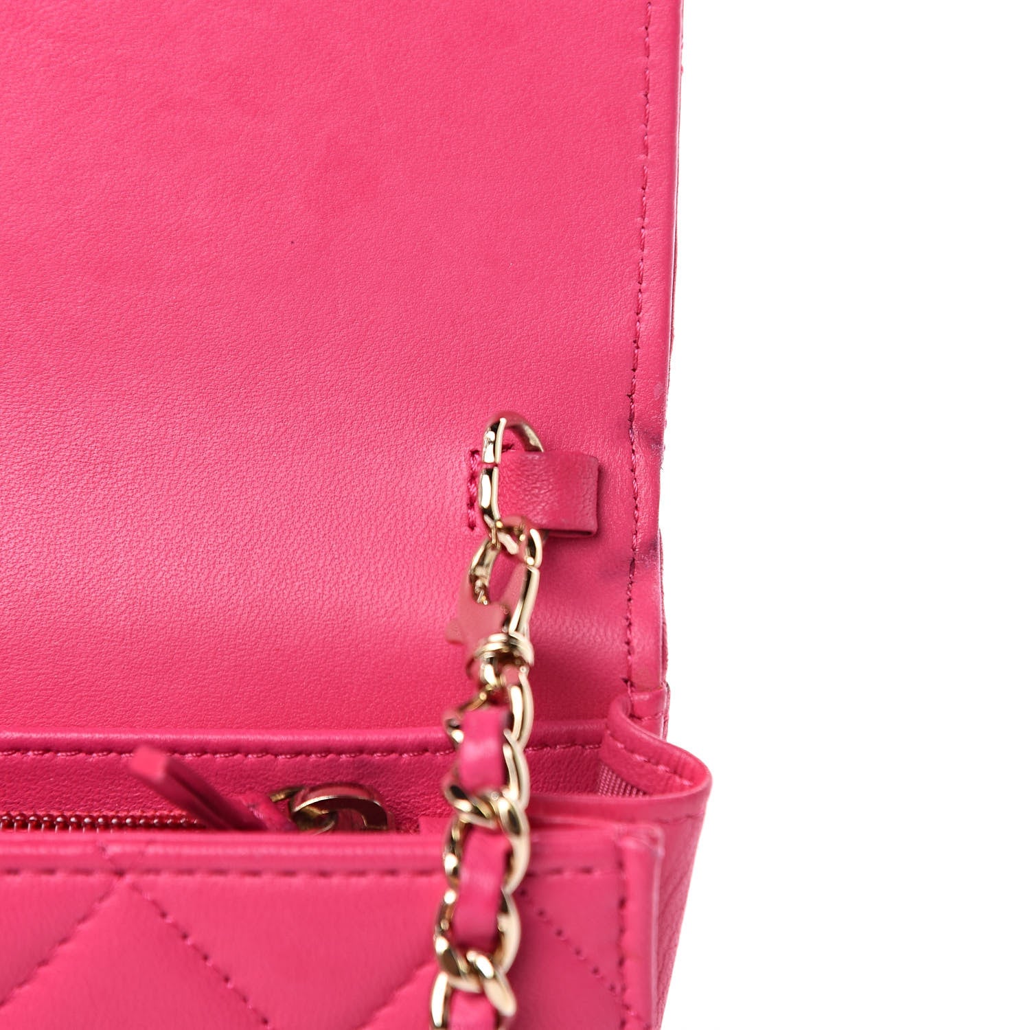 Chanel Lambskin Quilted Wallet on Removable Chain Fuchsia 16 of 16