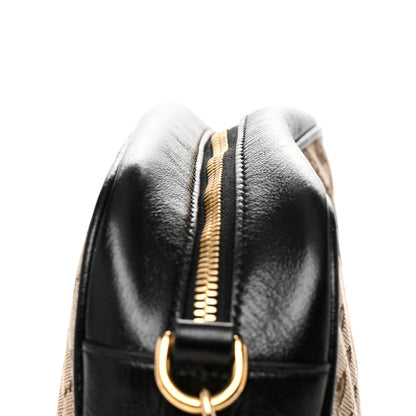 Gucci Monogram Matelasse Diagonal Small GG Marmont Chain Shoulder Bag Beige Black 11 of 11